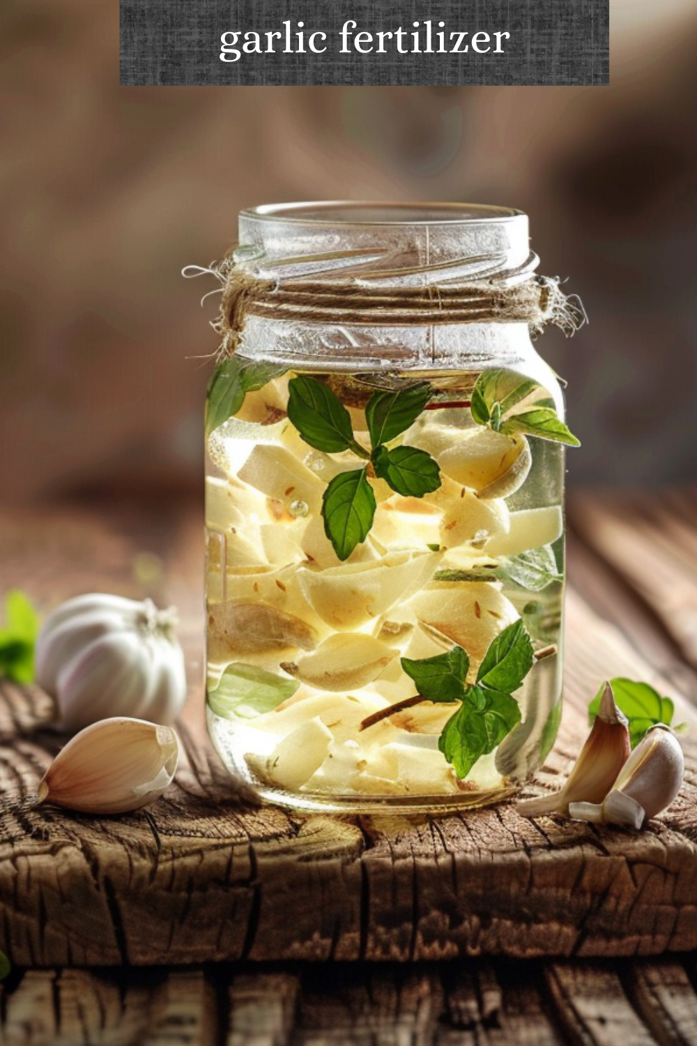Garlic in the jar with water fertilizer